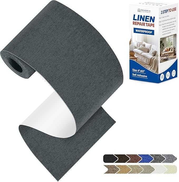 KING MOUNTAIN Linen Repair Patches, Self-Adhesive Fabric Patches, 4 X 63 inch by ForABetterHomeLife