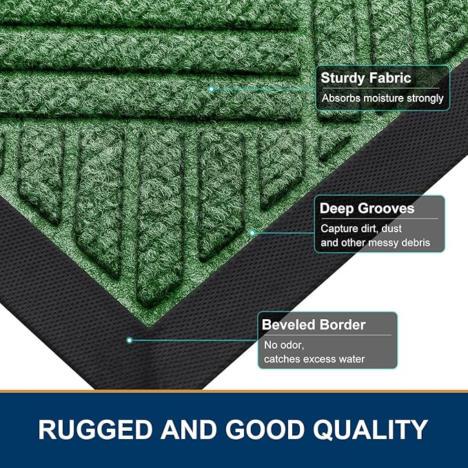 Smiry Front Door Mat Outside Entrance, Heavy Duty Outdoor Indoor Natural Rubber - Image 4