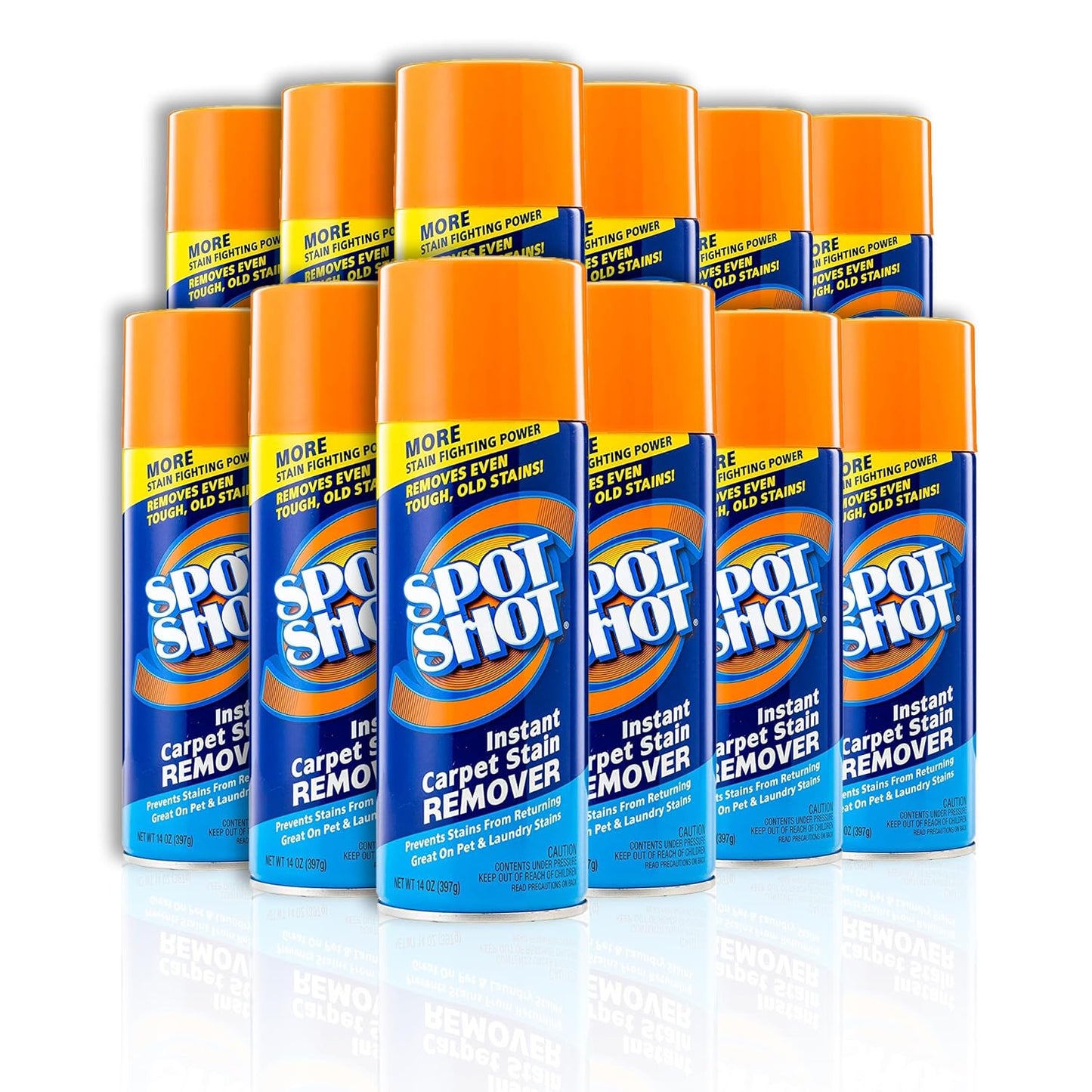 Spot Shot Instant Carpet Stain Remover, Aerosol, 14 OZ [12-Pack] (009868) | More Stain Fighting Power, Removes Even Tough Old Stains, Prevents Stains from Returning, Great on Pet & Laundry Stains