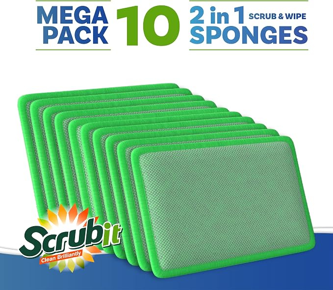 Scrub and Wipe Cleaning Pads – SCRUBIT Dual Sided Scouring Pad and Sponge - Image 5