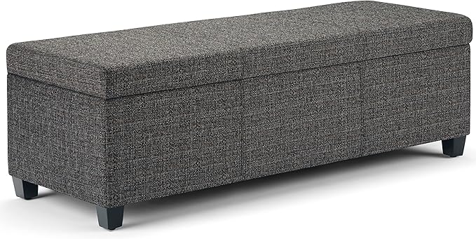 SIMPLIHOME Avalon 48 inch Wide Contemporary Rectangle Storage Ottoman Bench in by SimpliHome