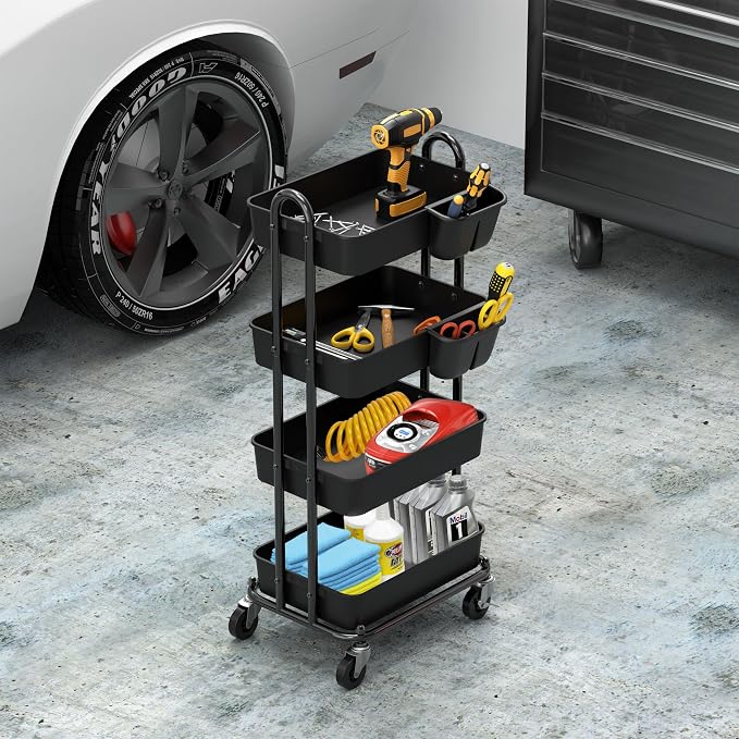 Simple Houseware 4-Tier Multifunctional Rolling Utility Cart - Image 5