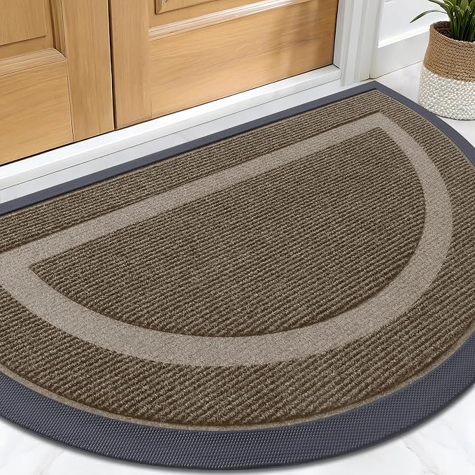 OLANLY Half Circle Door Mat Indoor Outdoor Entrance Welcome, Waterproof by OLANLY