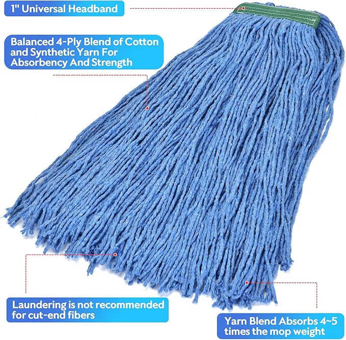 Matthew Cleaning 16oz 12Pack Cotton Floor Mop, Cotton Looped-Open String Heavy - Image 6