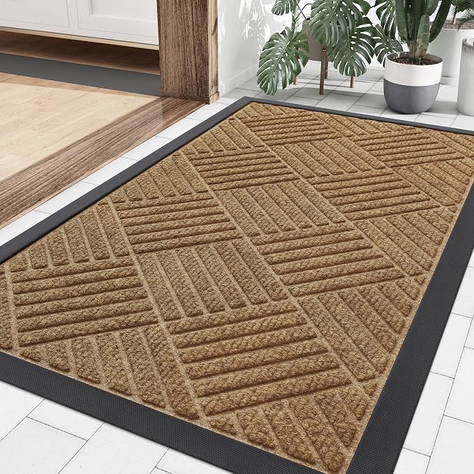Smiry Front Door Mat Outside Entrance, Heavy Duty Outdoor Indoor Natural Rubber by Smiry
