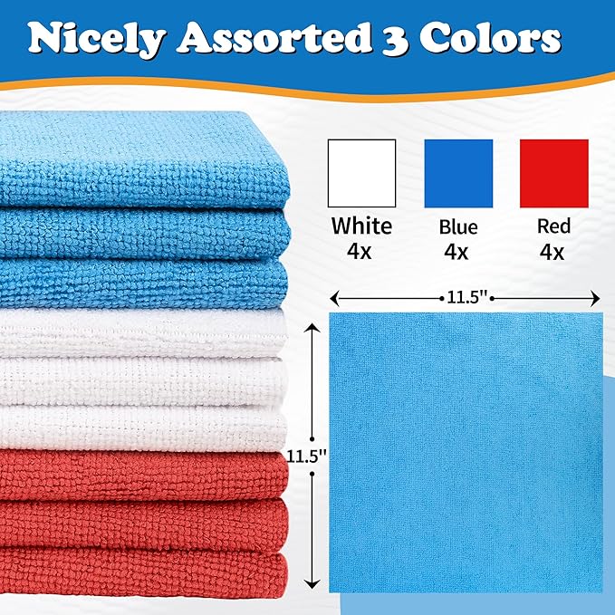 FIXSMITH Microfiber Cleaning Cloth, Shop Towels Bulk, Microfiber Towels - Image 2