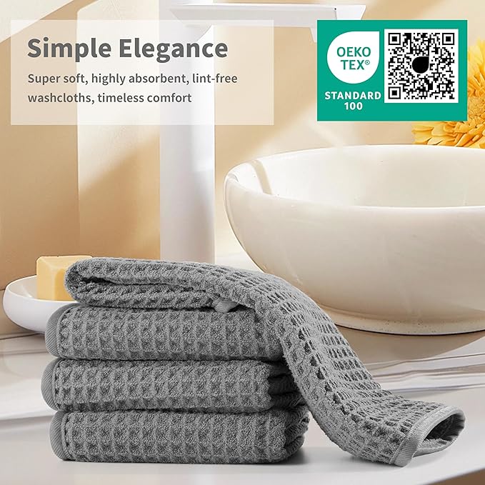 Microfiber Waffle Face Towels, 2 Pieces, Fast Drying, Lint Free - Image 6