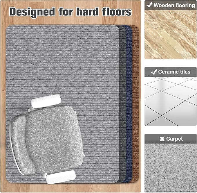 Placoot Desk Chair Mat for Hardwood Floor Corduroy Surface 1/6" Thick 55"x35" - Image 4