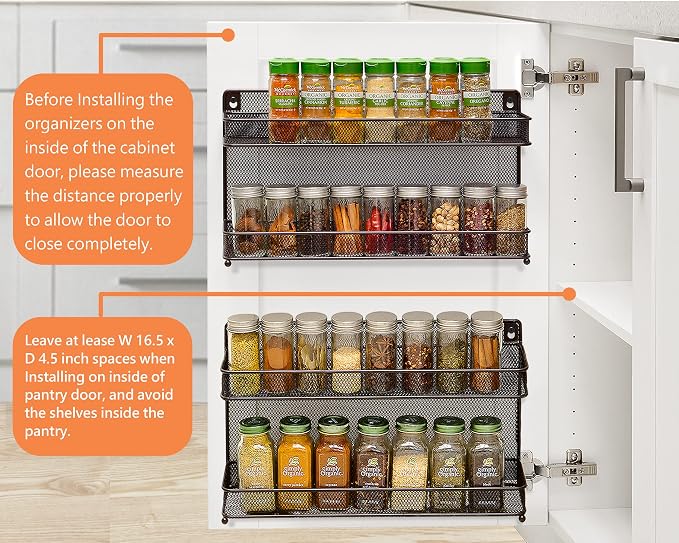 CAXXA 2 PK 2 Tier Mesh Kitchen Counter-top or Wall Mount Spice Rack Jars - Image 8