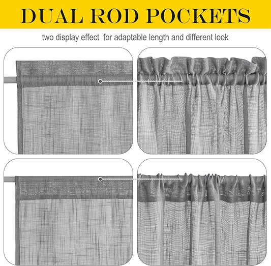 NICETOWN Semi Sheer Curtains 64 inches Long - Image 2