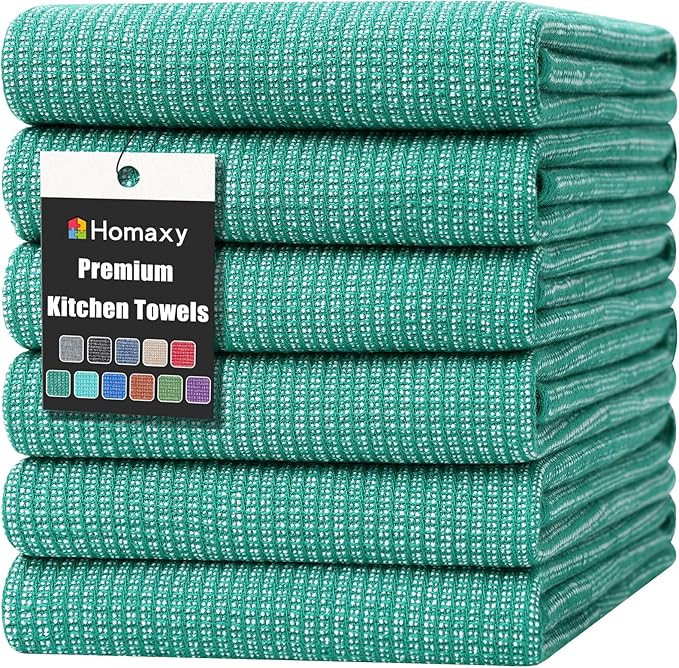 Homaxy Premium Kitchen Towels, Large Cotton Kitchen Hand Towels, Flat and Terry by Homaxy