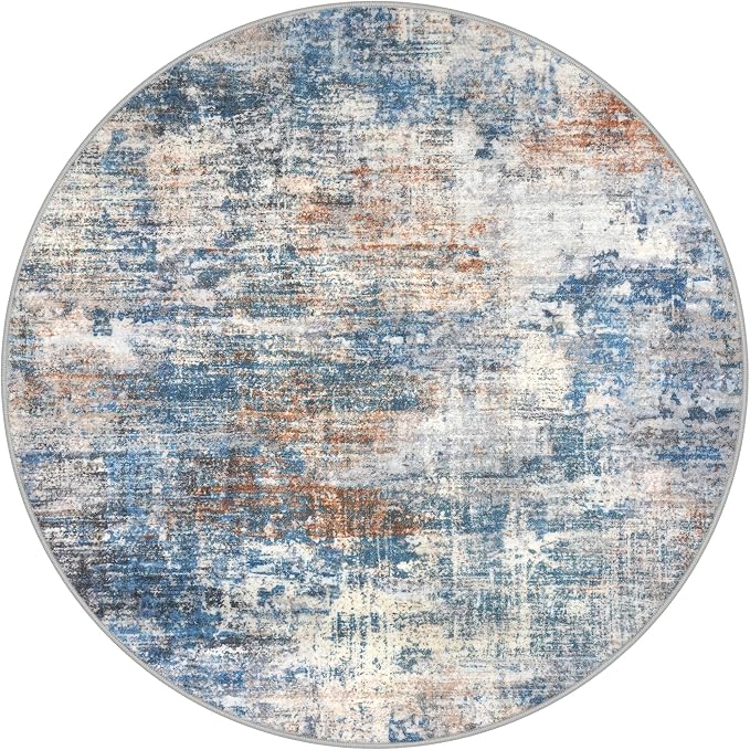 IOHOUZE Abstract Round Area Rug 8 Ft Washable Circle Rugs Large Round Rug Non - Image 9