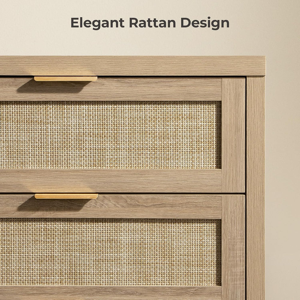 SICOTAS Rattan Dresser for Bedroom, 57" Wide 6 Drawer Dresser
