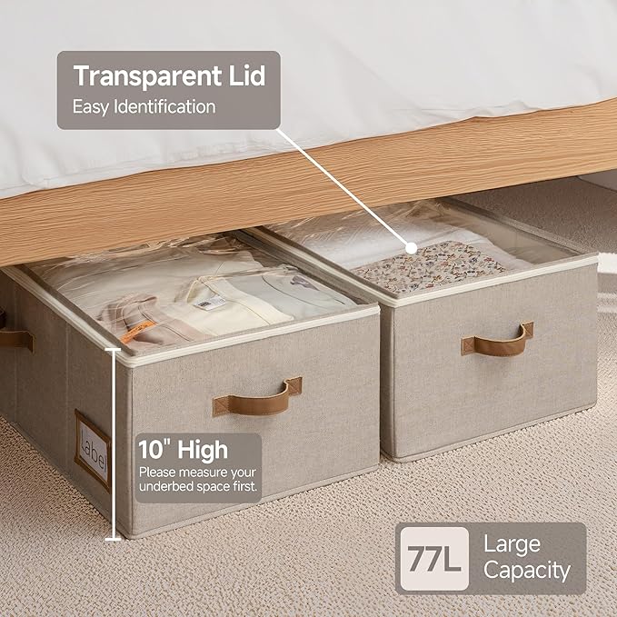 StorageWorks Under Bed Storage Bins, 90L Clothes Organizer - Image 3