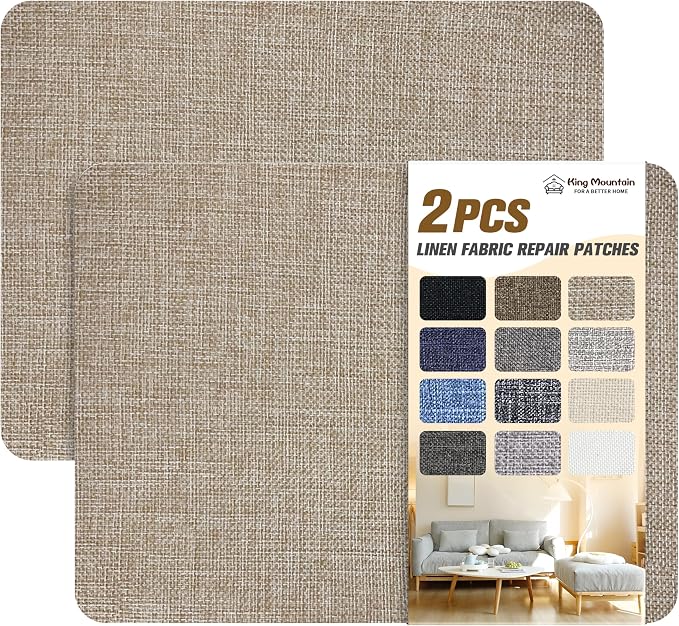 KING MOUNTAIN Coarse Linen Repair Patches, Self-Adhesive Linen Fabric Patches by ForABetterHomeLife