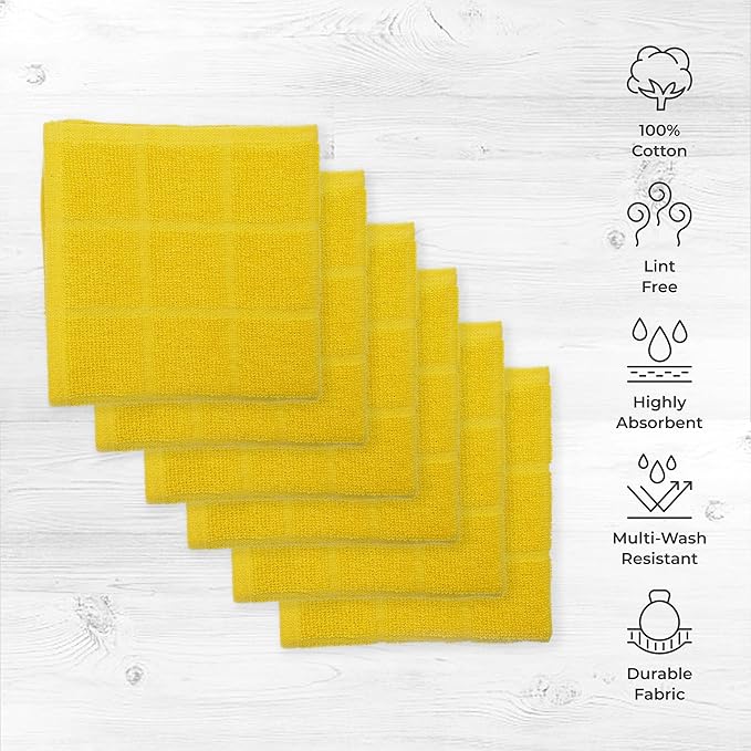 100% Cotton Terry Dish Cloth & Dish Towel, 6 Pack, Super Soft and Absorbent - Image 2