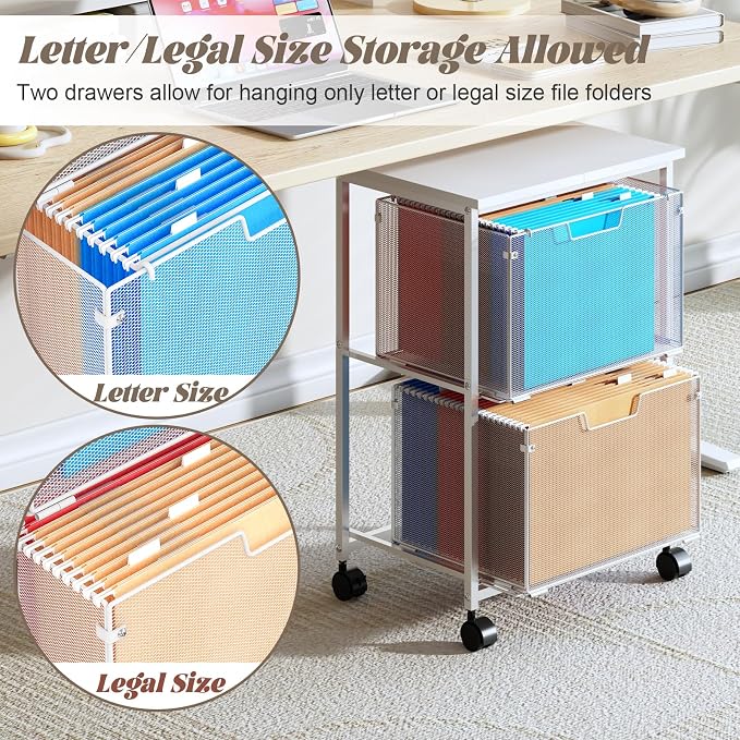 Letter/Legal Rolling File Cabinet, Rolling File Cart - Image 4