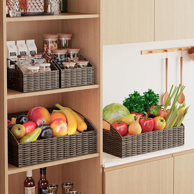 Ollieroo Rattan Storage Baskets, Handwoven Wicker Storage Bins - Image 2