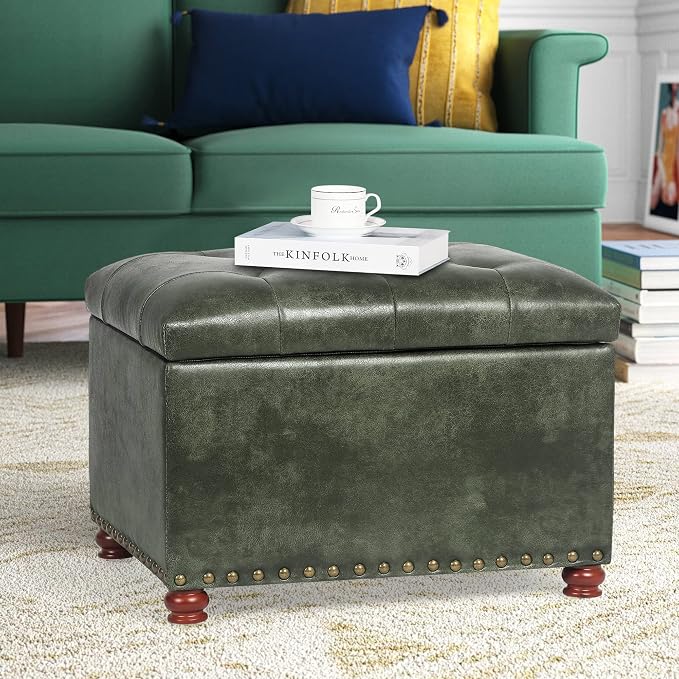 Joveco Storage Ottoman Rectangular Tufted Upholstered Ottomans - Image 2