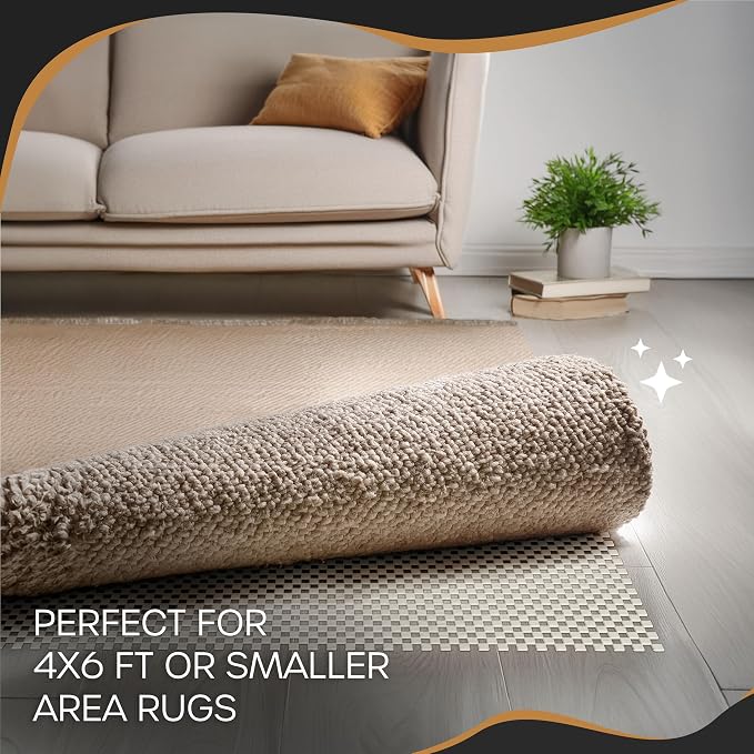 Nevlers 4'x6' White Non Slip Rug Pads | PVC Foam Rug Gripper - Image 9