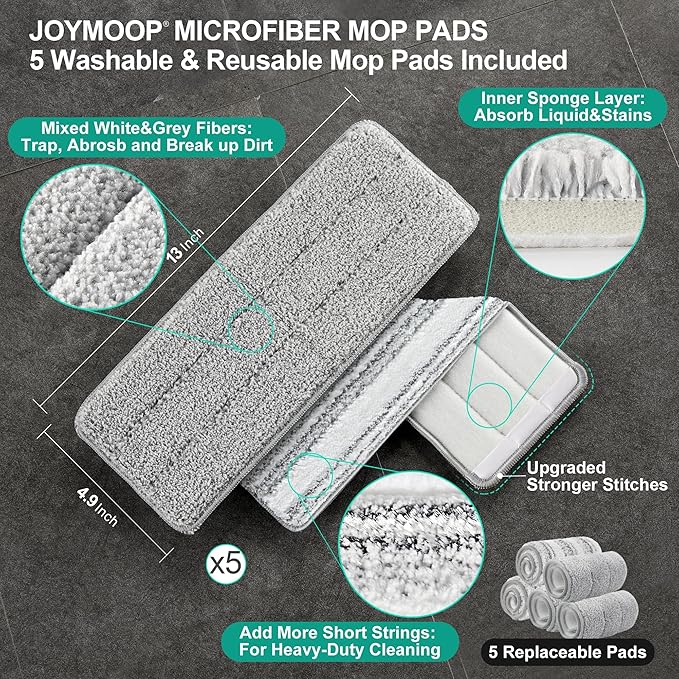 JOYMOOP Mop and Bucket with Wringer Set, Hands Free Flat Floor Mop and Bucket - Image 5