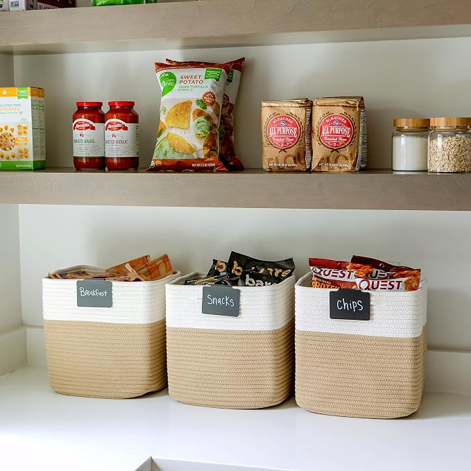 NaturalCozy Storage Cubes 11 Inch Cotton Rope Woven Baskets - Image 7