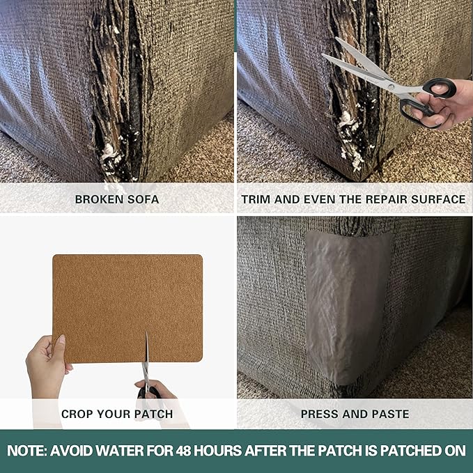 Azobur Couch Patch Repair Fabric, Microfiber Fabric, Self-Adhesive, - Image 4