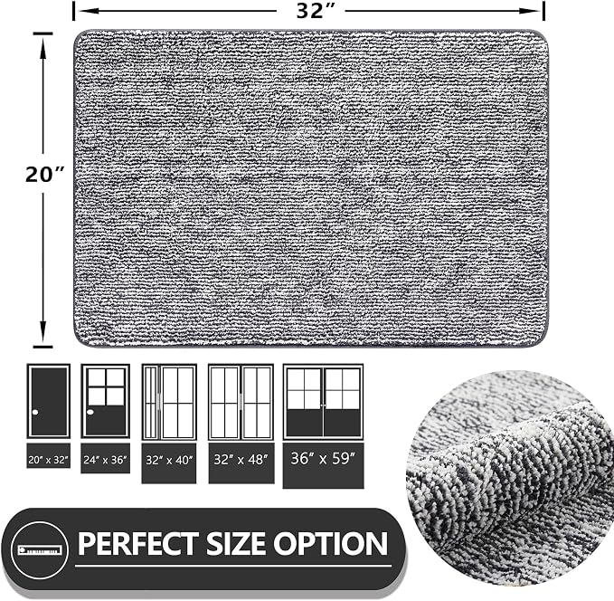 REFETONE Indoor Doormat, Front Door Mat 20"x32" Absorbent Rubber Backing Non - Image 2