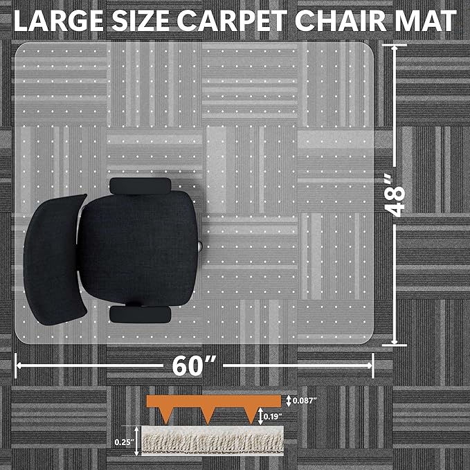 Large Chair Mat for Carpet, Easy Glide Plastic Carpet Floor Protector Mat for - Image 2