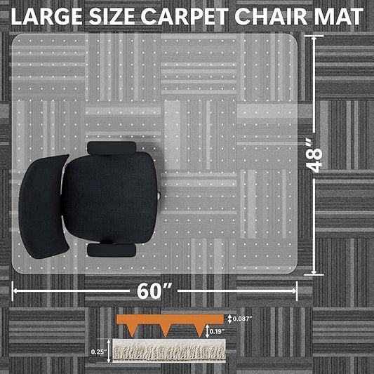 Large Chair Mat for Carpet, Easy Glide Plastic Carpet Floor Protector Mat for - Image 2