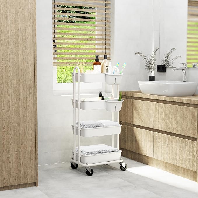 Simple Houseware 4-Tier Multifunctional Rolling Utility Cart - Image 9