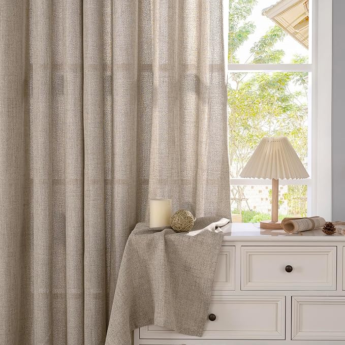 YoungsTex Dark Oatmeal Linen Curtains 48 Inch Length - Image 7