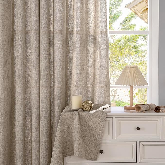 YoungsTex Dark Oatmeal Linen Curtains 78 Inch Length - Image 8