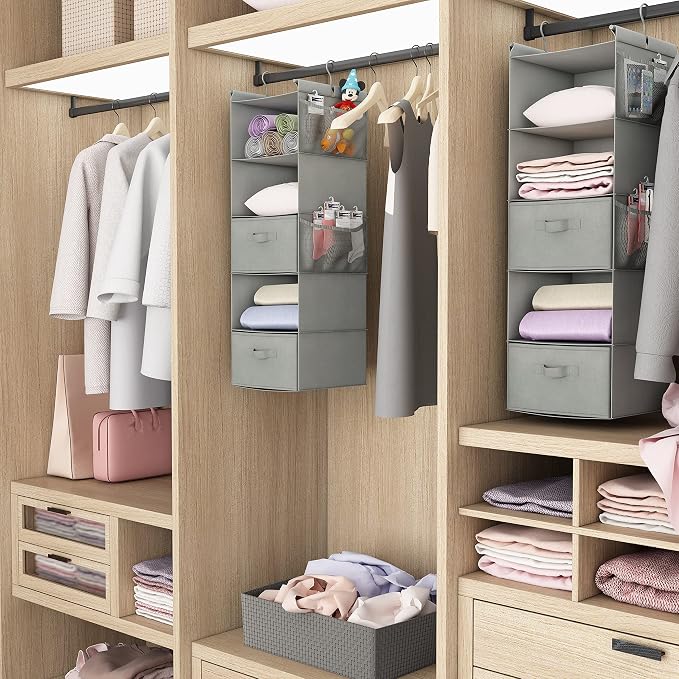 MAX Houser 5 Tier Shelf Hanging Closet Organizer, Cloth Hanging Shelf - Image 7