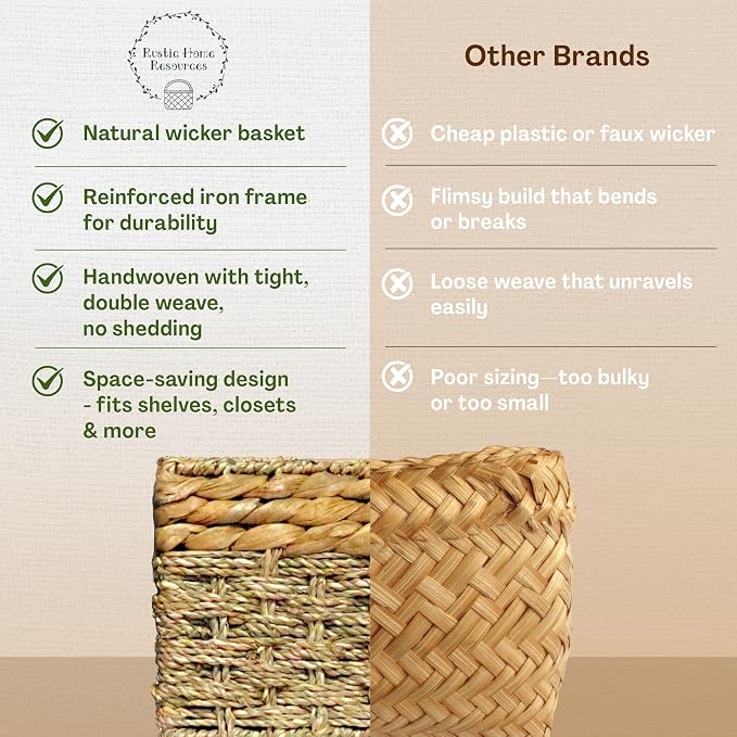 Small Wicker Baskets for Storage 2-Pack, Woven Baskets for Organizing Living - Image 9