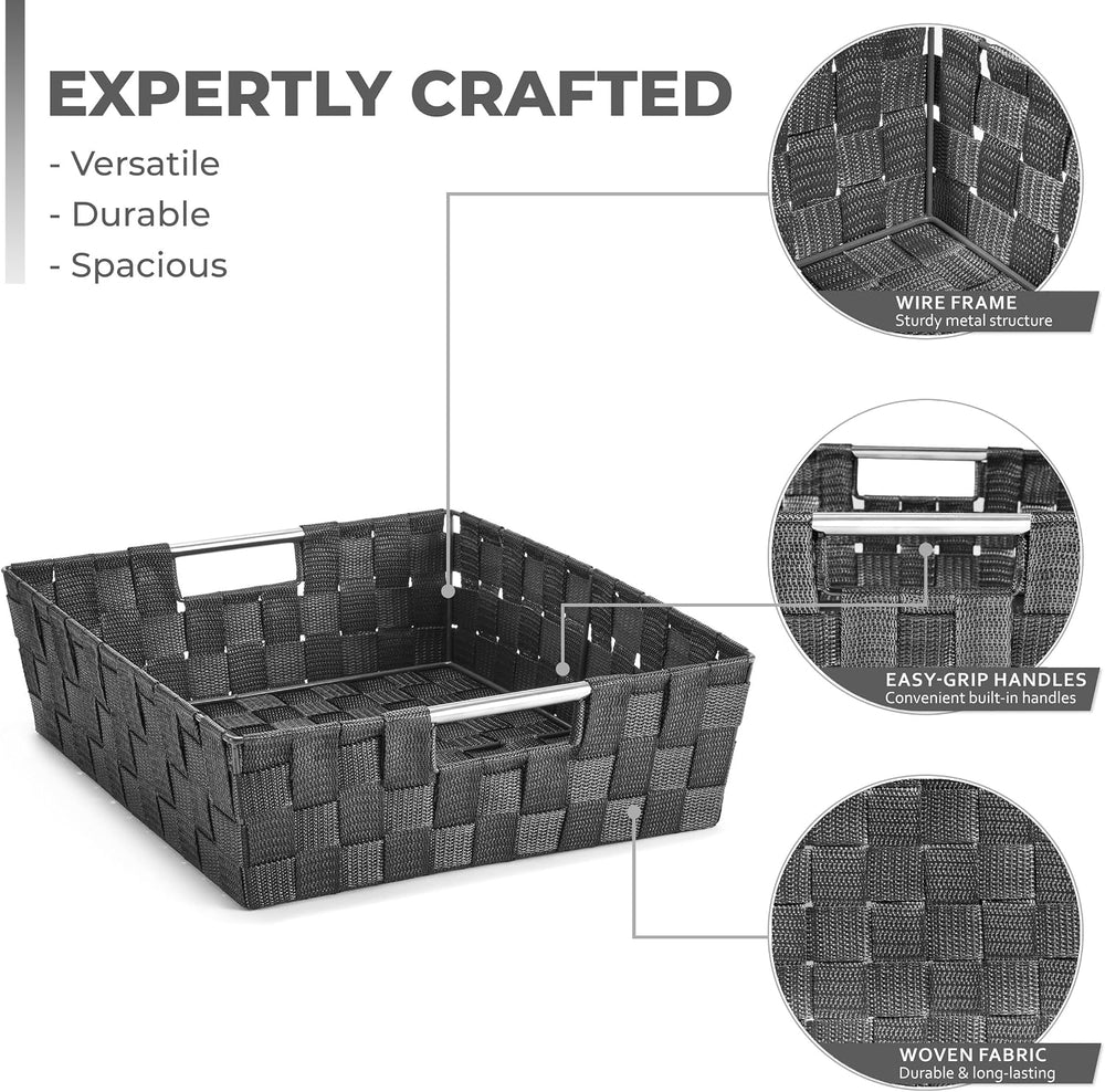 Sorbus Baskets for Organizing, Woven Storage Set (9 Piece Set, Gray)
