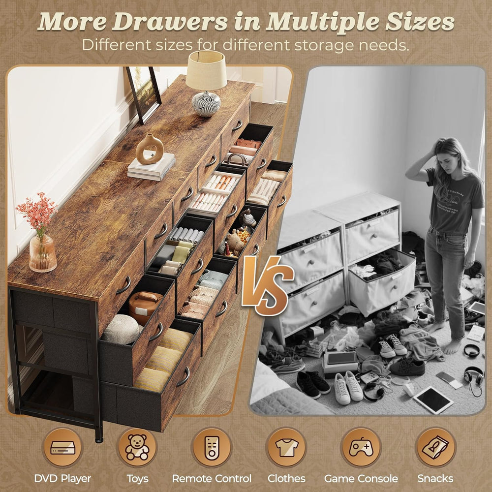 Huuger 70 Inch Long Dresser for Bedroom, TV Stand for 65, 75, 80 Inch TV