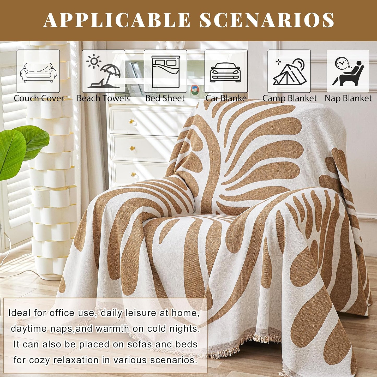 Armchair Couch Cover for Dogs 1 Cushion, Washable Recliner Covers Sofa Protector, Oversized Single Chair Cover, Accent Chair Couch Slipcovers, Pet Couch Cover Blanket,Floral Coffee, 71"x91"