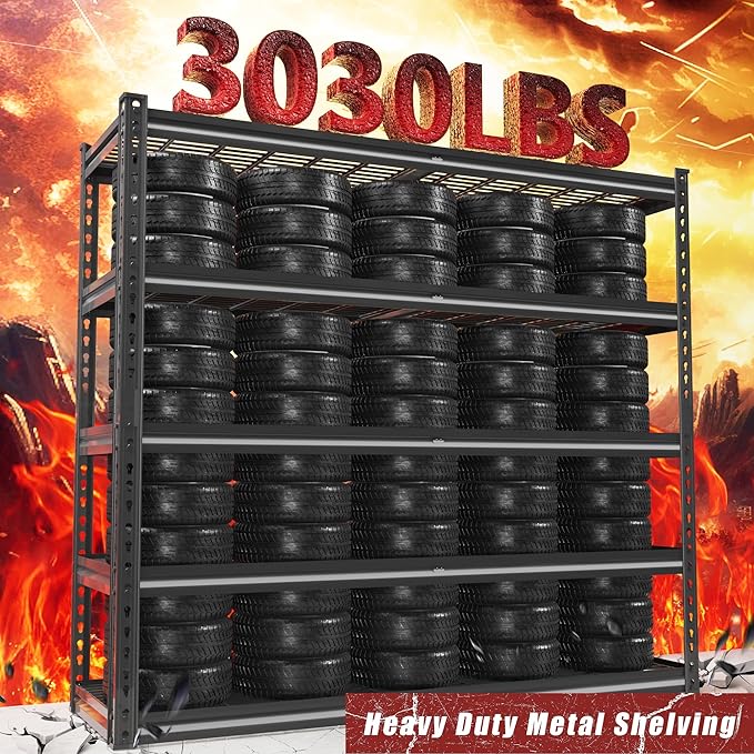 48" W Garage Shelving Heavy Duty, 5-Tier Storage Shelves, 3030LBS Adjustable - Image 5