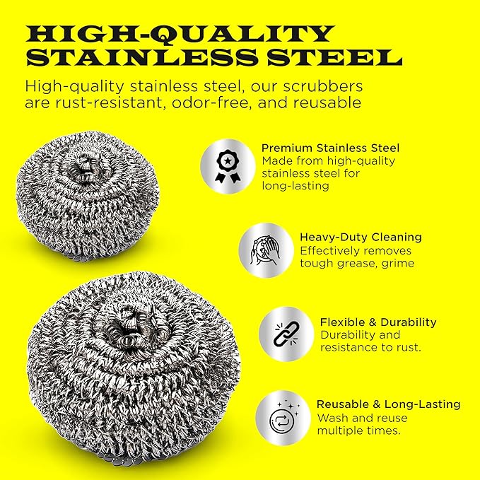 12Pcs Simba Stainless Steel Wool Scrubber Pads - Image 3