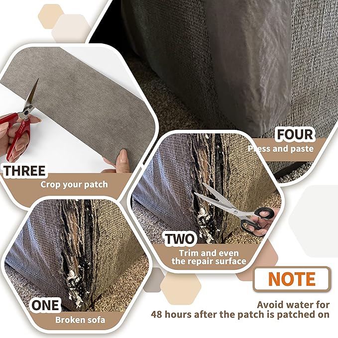 Azobur Sofa Fabric Repair Patch, Oversized Microfiber Patch，Self Adhesive - Image 3