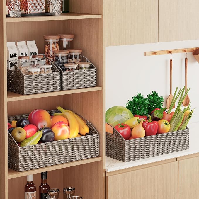 Ollieroo Rattan Storage Baskets, Handwoven Wicker Storage Bins - Image 2