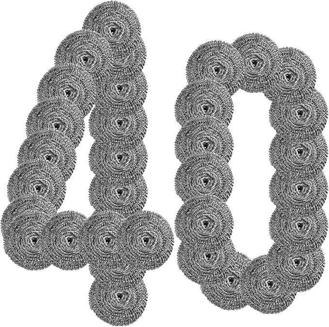 40 Pcs Stainless Steel Scrubber Bulk, Heavy Duty Steel Wool Scrubber 40 Gram by Akamino