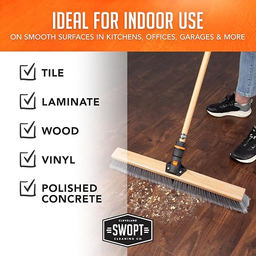 SWOPT 24” Premium Multi-Surface Push Broom Head — Indoor and Outdoor Push Broom - Image 9