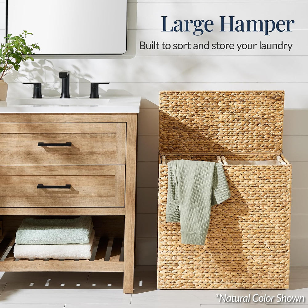 Best Choice Products Large Laundry Hamper with Lid, Natural Handwoven Hyacint...