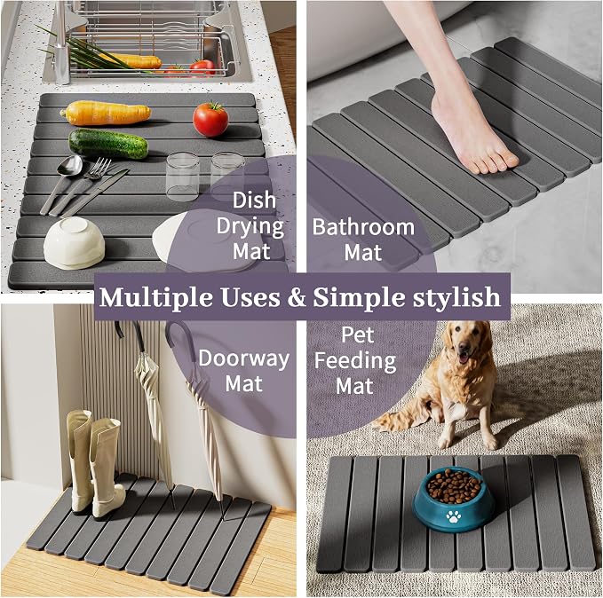 Large Stone Dish Drying Mats for Kitchen Counter – Foldable Quick Dry Stone Mat - Image 6