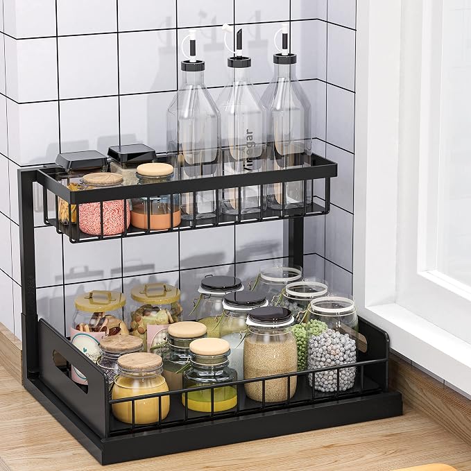 bukfen Under Sink Organizer, Pull Out Cabinet Organizer 2-Tier Slide Out - Image 3