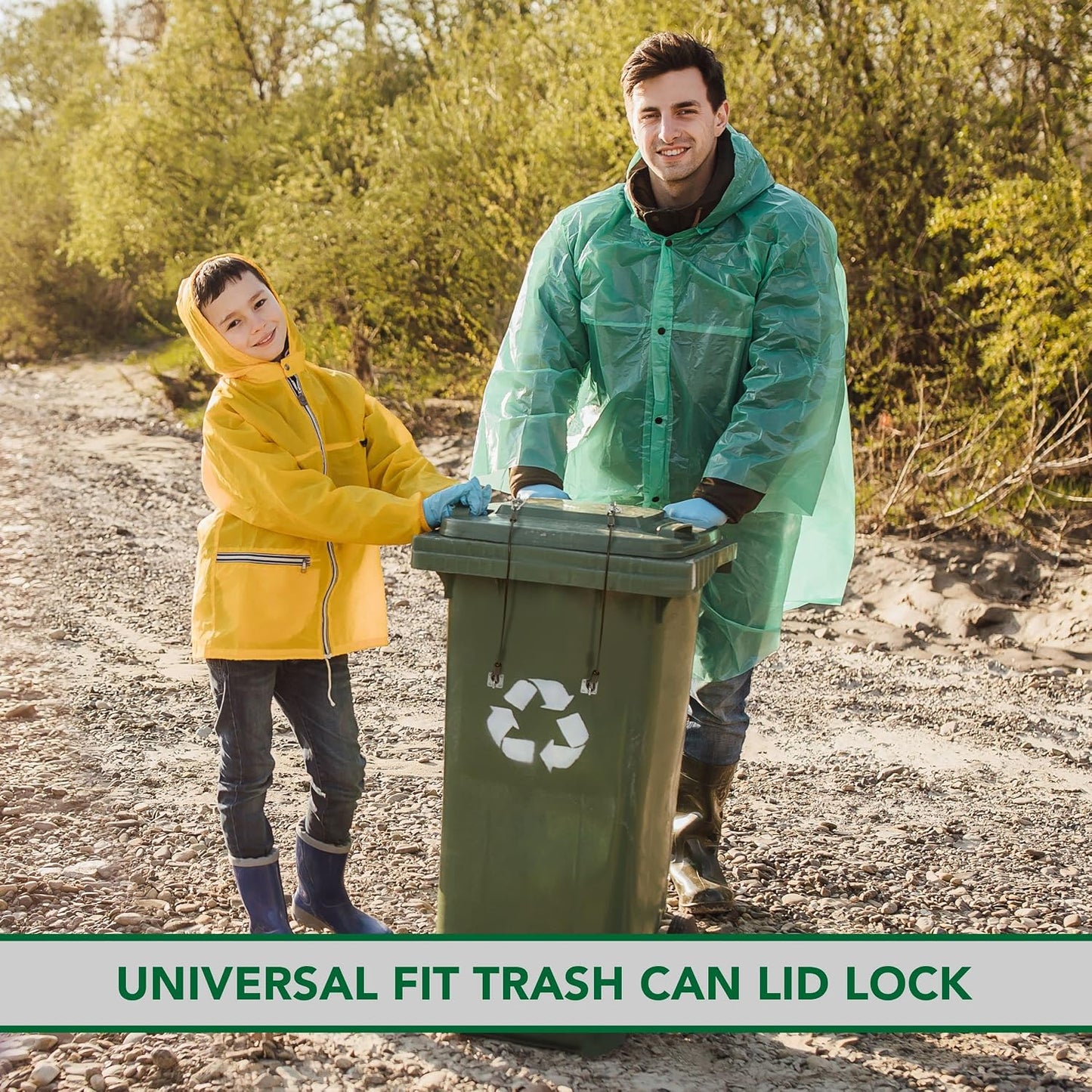 TonGass Garbage Trash Can Lock with Wire Ropes Stainless Steel Hasps | Garbage Lid Lock for Squirrel Bear Proof, Universal Trash Can Lock for Animals Fit for Various Garbages Bins