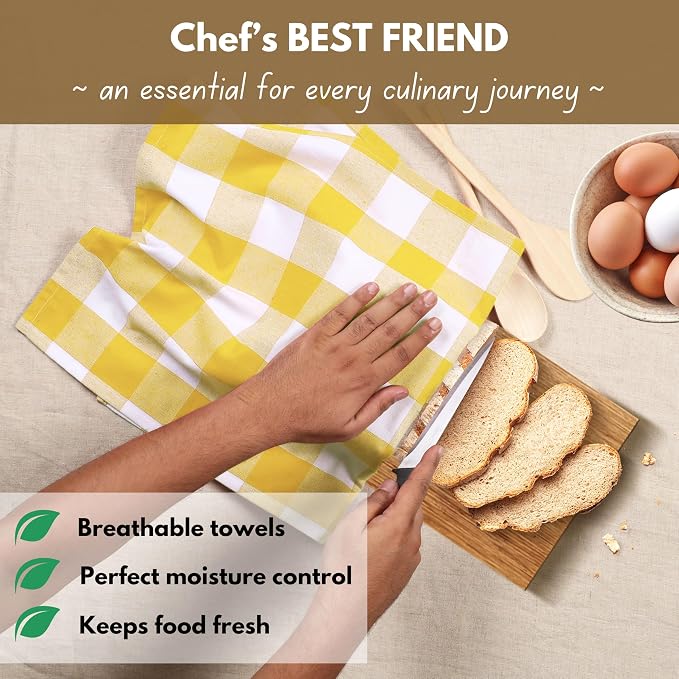 Native Fab Yellow Buffalo Dish Towel 16"x26", Soft Absorbent Dishcloths - Image 3