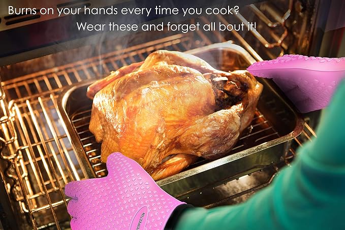 KITCHEN PERFECTION Silicone Smoker Oven Gloves -Extreme Heat Resistant BBQ - Image 3